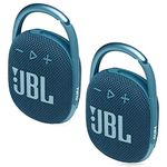 JBL 2 Pack Clip 4 Waterproof Wireless Audio Bluetooth Speaker Bundle (Blue) (CP4BUN02)