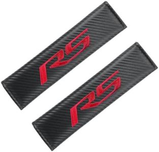 QZTYTY 2Pcs Car Seat Belt Cushions Shoulder Pad Soft for Camaro RS Accessories, Embroidered Logo Black Leather Car Seat Belt Pads Safety Belt Cover Pad More Comfortable Driving