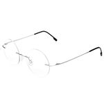 Fuisetaea Round Reading Glasses Titanium Alloy Lightweight Rimless Readers Eyeglasses +1.25