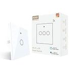 MOES WiFi RF433 Smart Light Switch, Tuya 1 Gang Single Live Wire Touch Switch, No Neutral Wire Required, Compatible with Smart Life App, Voice Control Available with Alexa or Google Home, 1 Way White