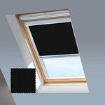 Skylight Blinds For VELUX Roof Windows - Blackout Blind - Jet Black - Silver Aluminium Frame (CK01)