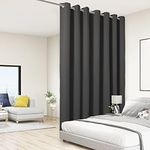 BONZER Extra Wide Room Divider Curtain Total Privacy Wall Grommet Top Thermal Insulated Blackout Curtains for Slide Window, 108L x 108W Inch (9L x 9W ft), 1 Panel, Dark Grey