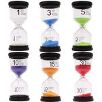 FOYOTO Hourglass Sand Timer for Kids, 1/3/5/10/15/30 Minutes Mini Sand Clock, Colorful Sandglass for Classroom, Games, Kitchen Decor (Pack of 6)