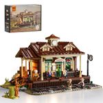 FUNWHOLE Wild West Train Station Lighting Building-Bricks Set - 1975 Pcs Collectible Train Playset for Adults and Teens