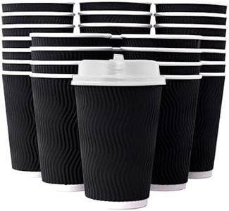 Disposable Coffee Cups 8oz 12oz 16oz Bulk Takeaway Paper Triple Wall Take Away, Insulated for Hot Beverages with Lids Included