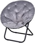 VECELO Saucer Chair for Adults, Folding Moon Chair with Metal Frame, Faux Fur for Bedroom, Living Room, Dorm Room, Apartment, Grey