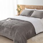 Seward Park Ultra-Soft Micromink Sherpa Comforter Set Full/Queen, Soft Plush All Season Down Alternative Spring Bedding Comforter Sets Grey Charcoal 3 Piece (2 Pillow Shams and 1 Comforter)