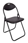 ARIANA HOMEWARE Heavy Duty Folding Chair with Metal Frame and Upholstered Padded Seat for Outdoor/Indoor (Black, Single Chair)