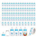 72 Pieces of Mini Baby Shower Milk Bottles Favors for Baby Shower White - Plastic Mini Baby Bottles for Baby Shower Party Favors - Baby Boy Shower Party Games Decorations (Blue)