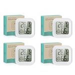 JIZZU 4Pack Room Thermometer, Indoor Bath Thermometer Humidity, Mini Digital Temperature Humidity Meter Gauge Monitor, Large LCD Display Celsius for House, Greenhouse, Baby, Office, Garden