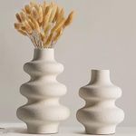 Ceramic Vases Set of 2-Unique White Vase for Modern Home Decor,Bubble-Shaped Round Flower Vases for Aesthetic Room Decor,Boho Decor Wedding Dinner Table Party Office Centerpiece Table Decorations