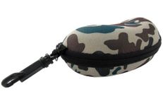 Calabria Camouflage Clip On Zipper Hard Shell Eyeglasses Case Travel Sport Glasses Carrying Pouch Belt Hook Sunglass Storage, Tan, Large