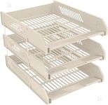 TRIONZZA File Tray Rack ABS Plastics | Foldable Office Desk Accessories | Durable & Sturdy | Easy Assembly | Efficient Organizer | Plastic Office Stationery Files Layer Rack -3LAYER White