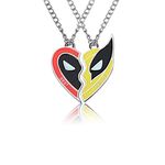 GAUEIOUR BFF Necklace for 2,Personality Best Friendship Matching Half-Hearted Alloy Red and Yellow Pendant Necklaces Set