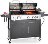 Captiva Designs Propane Gas Grill and Charcoal Grill Combo with Side Burner & Porcelain-Enameled Cast Iron Grate, Dual Fuel BBQ Grill for Outdoor Kitchen & Backyard Barbecue, 690 SQIN Cooking Area