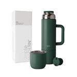 Simple Modern 36oz Insulated Hot Beverage Bottle with 2 Mugs | Travel Coffee Thermos for Hot Drinks | Twist and Pour Top | Commute, Travel, and Picnic Friendly | Roam Collection | Forest