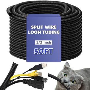 Kanayu Split Flame Retardant Wire Loom High Temperature Cable Conduit Split Cable Sleeves Split Wire Loom Tubing Auto Wire Conduit for Industrial Electrical Wires Automotive Marine(1/2''-50 ft,Black)