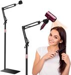 Vivnoon 【2023 Upgrade Version】 Hair Dryer Stand, 1.68M Adjustable Height Handsfree Hair Dryer Holder with Heavy Base, 360 Degree Rotating Floor Blow Dryer Holder, Work with 99% Hair Dryer- Black