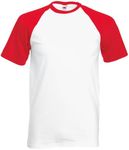 Fruit of the Loom Mens Short Sleeve Baseball T-Shirt (UK Size: S) (White/Red)