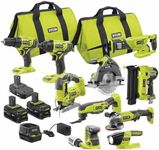Ryobi ONE+ 18V Cordless 10-Tool Combo Kit with 3 Batteries and Charger