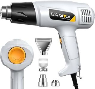 Heat Gun - BATAVIA Dual Protection Fuses 1800W Heavy Duty Fast Heat Hot Air Gun 122℉-1202℉ Variable Temperature Control Overheat Protection with 4 Nozzles for Crafts, Vinyl Wrap, Shrink Tubing