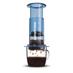 AeroPress Clear Coffee Press – 3 In 1 Brew Method Combines French Press, Pourover, Espresso, Full Bodied Coffee Without Grit or Bitterness, Small Portable Coffee Maker for Camping & Travel, Blue