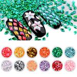 Mesiyun Nail Art 3D Rhombus Glitter Sequins Diamond Shape Design Shiny Nails Tip Confetti Paillette Decoration for Nail Charming Face Body Hair Makeup 12 Colors