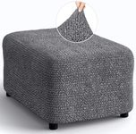 PAULATO BY GA.I.CO. Ottoman Cover Stool Cover Pouf Slipcover - Soft Polyester Fabric Slipcover - 1-Piece Form Fit Stretch Furniture Protector - Microfibra Collection - Dark Grey (Ottoman)