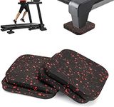 Powrocket Treadmill Mat,4 Pack Anti-vibration Shock Absorbing Exercise Equipment Mat with High Density Rubber,Protective Anti-slip Treadmill Pads for Hardwood Floors & Carpets,Black and Red