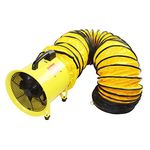 Maxx Air HVHF 12COMBO Heavy Duty Cylinder Fan with 20-foot Vinyl Hose, High Velocity Portable Utility Blower/Exhaust Axial Hose Fan, 12-Inch, Yellow