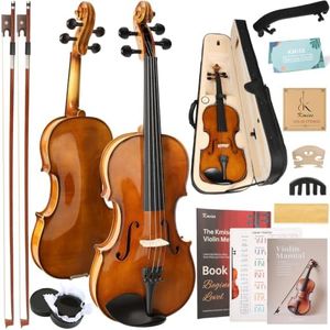 Kmise Teacher Approved 4/4 Full Size Violin Starter Kit for Adults Beginners Students, High Density Ebony Acoustic Violins, Fiddle Bundle with Case, Bow, Rosin, Strings, Shoulder Rest & Guide