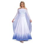 DISGUISE 23171N, Official Disney Frozen 2 Elsa Apparel Costume Dress Adult Sized, White & Blue, S