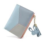 Small Wallets for Women,CHAOFANXI Tassels PU Leather Coins Zipper Pocket Purse for Girls with Rabbit-Shaped Metal Tassels Pendant Purse （Blue）