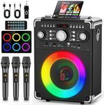 HWWR Karaoke Machine with 3 Microphones for Adults and Kids,Portable Party Karaoke Speaker with DJ Lights, Bluetooth Speaker for Home Party, Gatherings, The Best Gift for All