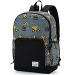 VASCHY Toddler Kids Backpacks, Cute Lightweight School Bag Water Resistant Preschool Backpack for Boys with Chest Strap Excavator