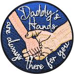 Daddy´s Hands are Always There for You Papa Patch to Iron or sew on for All Fabrics | Hand mm Hand Fabric Applique Funny Quote Sticker to Iron on for Clothing and Backpacks | 70x70 mm