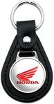 GRAPHICS & MORE Black Leather Honda Powersports Logo Keychain