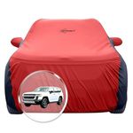 NEODRIFT 'SuperTech' Car Cover for Toyota Land Cruiser (100% Water-Resistant, All Weather Protection, Tailored Fit, Multi-Layered & Breathable Fabric) (Colour: Red+Black)