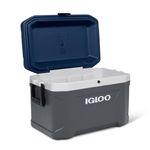 IGLOO MaxCold 54QT Cool Box, Ash Grey/Blue, 51 Litre, Plastic