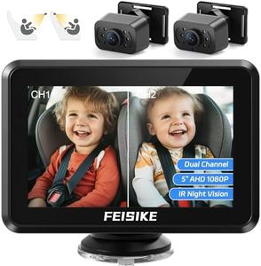 FEISIKE Baby Car Camera, 1080P Dual-Channel 5 inch Display Baby Car Mirror with 2 IR Night Vision Camera, Easily Install Car Camera for Baby with Crystal Clear Wide View for Rear Facing Seat, ACZ409