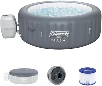Coleman SaluSpa 4 to 6 Person Inflatable Hot Tub, Round Energy-Efficient Portable Outdoor Spa with 140 AirJets, 77" x 28"