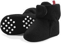 Baby Booties 6-12 Months Unisex Cozy Fleece Newborn Booties Non-Slip Newborn First Walkers Shoes Toddler Slippers for Baby Boys & Baby Girls Gifts, Black