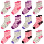 SPTRAMLE Striped Soft Girls Cotton Socks-12 Pairs (7-10 Years) Breathable Sports Socks For Kid Toddler Girls With Striped Designed