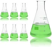 Utile 6pcs of 50ml Glass Erlenmeyer Conical Flasks, Narrow Mouth, Borosilicate 3.3 Glass with Printed Graduation, 4016.0050.6