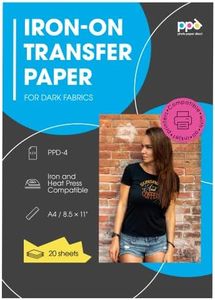 PPD Inkjet Premium T Shirt Transfer Paper - Iron On for Dark Fabric - 8.5 x 11 inch Paper Size - 20 Sheet Count - PPD-4-20