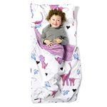 JumpOff Jo - Toddler Nap Mat - Sleeping Bag for Kids with Removable Pillow and Ultra Soft Blanket for Preschool, Daycare, and Sleepovers - Pink Dino