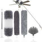 Openja Microfiber Duster with Extension Pole 30-100 Inches - 5PCS Furniture Dusters for Cleaning High Ceiling Fans, Cobwebs, Blinds - Retractable Gap Dust Brush Cleaner and Long Feather Duster.