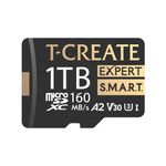 TEAMGROUP T-Create Smart A2 1TB Micro SDXC U3 V30 4K R/W Speed up to 160/150 MB/s High Speed Flash Memory Card for Creators, Compatible with GoPro, Insta360 TTCS1TIA2V3003