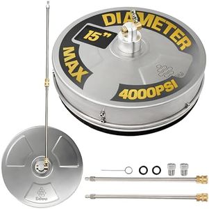 EDOU Direct Pressure Washer Surface Cleaner 15" | Stainless Steel | Heavy Duty | 4,000 PSI Max Working Pressure | Includes: 2 Pressure Washer Extension Wand Attachments