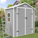 UDPATIO Outdoor Resin Storage Shed 6x4.5 FT, Plastic Garden Shed for Bike, Garbage Can, Tool, Outside Sheds & Outdoor Storage Storage Box with Lockable Door for Backyard, Patio, Lawn, Grey & White